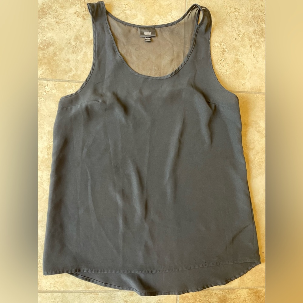 Women’s Tank Blouse Top Sheer Black Medium